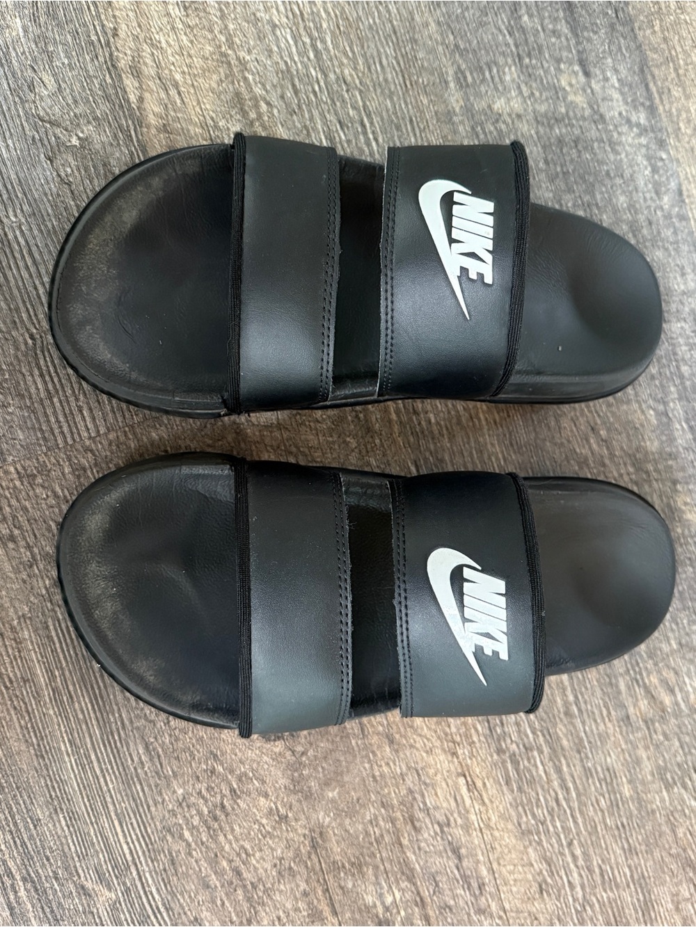 Nike Black Slide Sandals with White Swoosh - Kids
